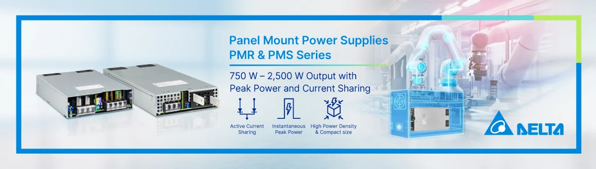 Delta high-power panel mount power supplies for cobots and inductive-load applications